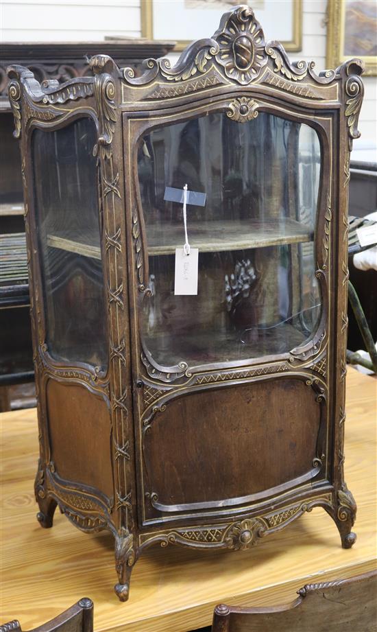 A 19th century small French vitrine cabinet W.55cm.